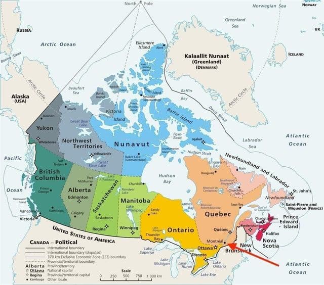 Montreal on Quebec - Canada map